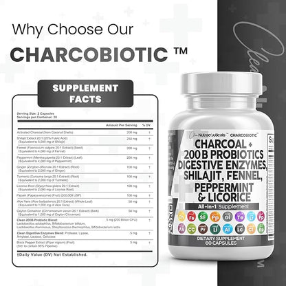 Clean Nutra Activated Charcoal Capsules Shilajit 5000mg Pills 200 Billion