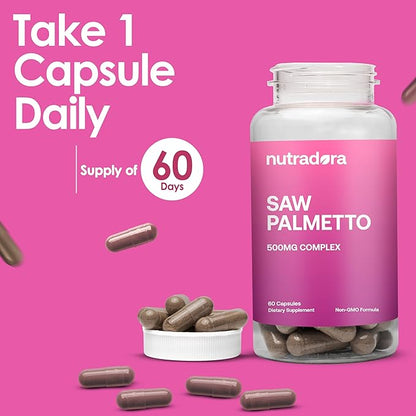 Saw Palmetto for Women - Natural DHT Blocker Hair Growth Pills Made with Organic Saw Palmetto Extract Berries Supports Hormonal Balance & Urinary Health Pure Saw Palmetto for Women Hair Loss| 60 Pills