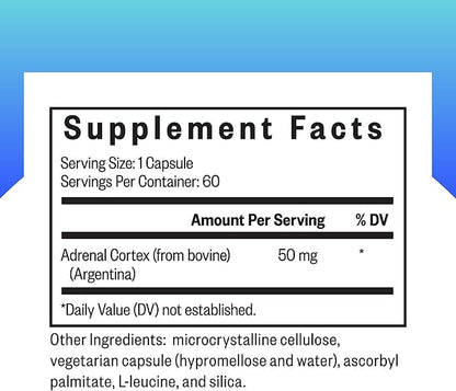 Seeking Health Adrenal Cortex, 50 mg per Capsule, Supports Healthy Nervous System, Stress Response, and Energy Levels, Immune System Support, Vegetarian Capsule (60 Capsules)*