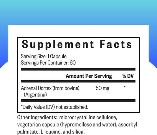 Seeking Health Adrenal Cortex, 50 mg per Capsule, Supports Healthy Nervous System, Stress Response, and Energy Levels, Immune System Support, Vegetarian Capsule (60 Capsules)*