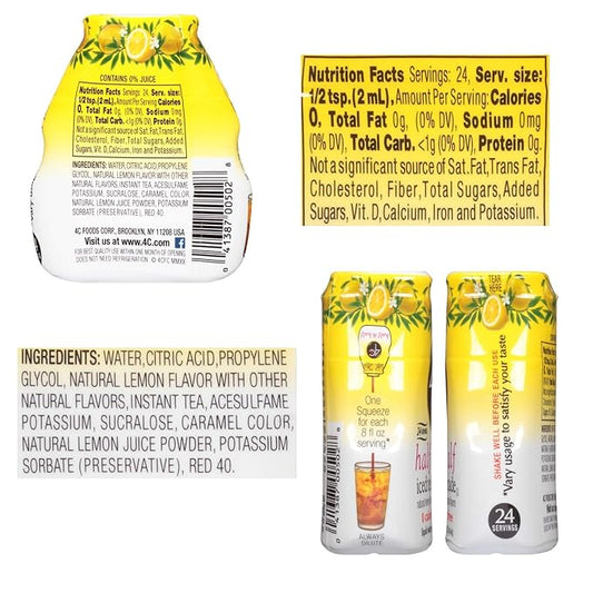 4C Sugar Free Liquid Water Enhancer, Premium Natural Flavors, 0 Calorie Drops (Half & Half, 12 Pack)
