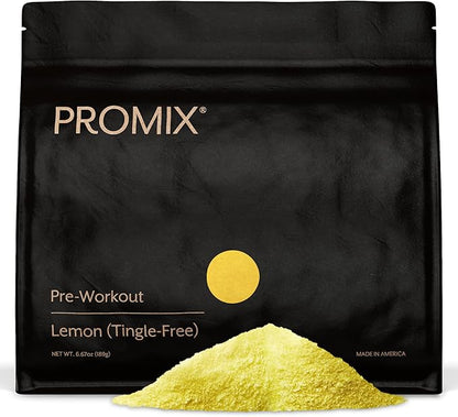 Promix Pre-Workout Powder, Tingle-Free Lemon B12, Caffeine,