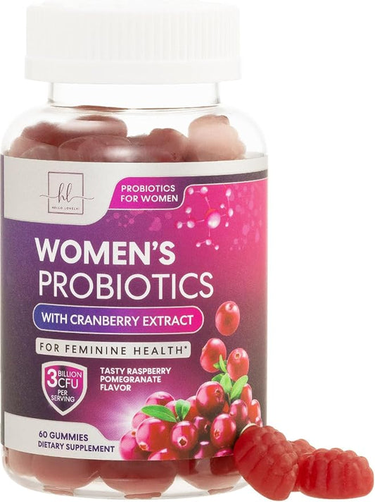 Women's Probiotic - Probiotics for Women Gummy for Digestive Health, Vaginal pH, Urinary & Immune Health Support, 3 Billion CFU w/Cranberry, Probiotic & Prebiotic Gummies for Women - 60 Gummies