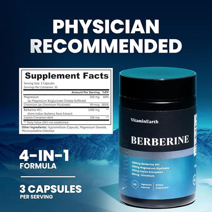 Berberine Supplement Complex 1000mg, Ceylon 90 Capsules