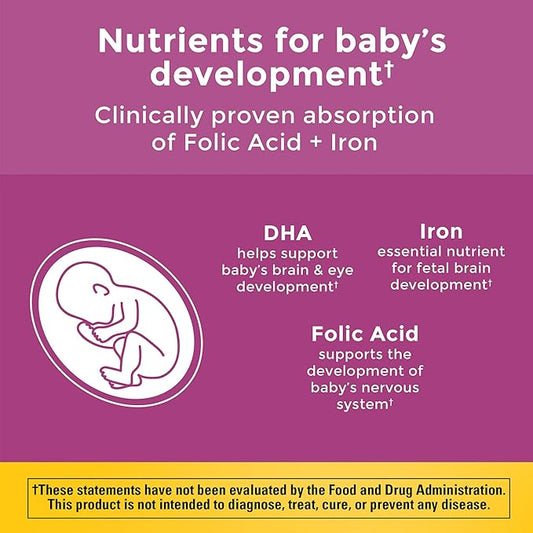 Nature Made Prenatal with Folic Acid + DHA, Prenatal Vitamin and Mineral Supplement for Daily Nutritional Support, 110 Softgels, 110 Day Supply