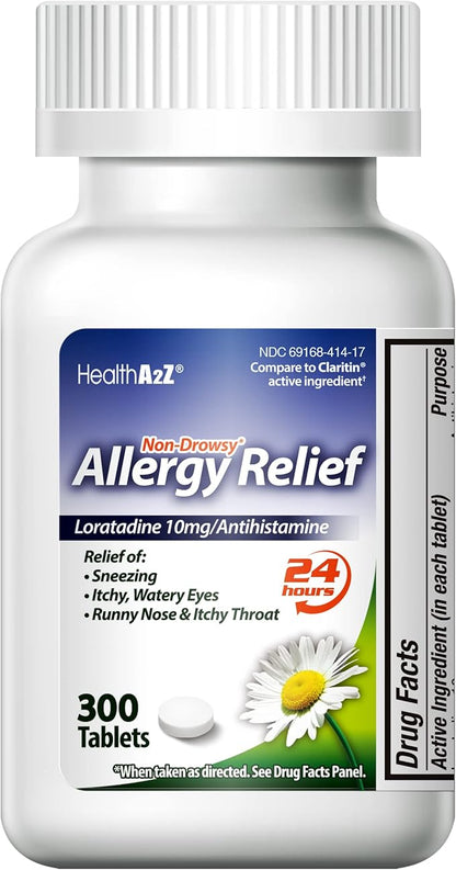 HealthA2Z® Allergy Relief 10mg | 24-Hours Allergy (300 Tablets)