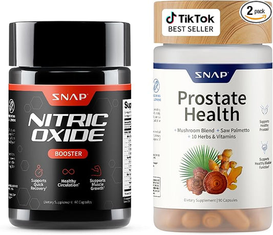 Snap Supplements Prostate Health Support Supplement Bundle with Nitric Oxide Booster – 90 Capsules & 60 Capsules