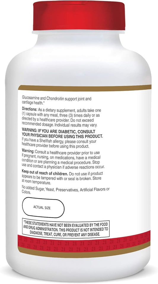 21st Century Glucosamine Chondroitin 500/400mg 210 Count
