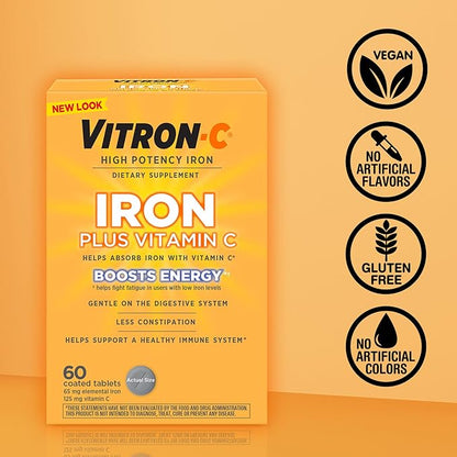Vitron-C Iron Supplement, Once Daily, High 60 Count, 2 Pack