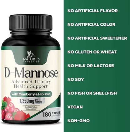 D-Mannose & Cranberry Extract 1350mg Advanced 180 Capsules