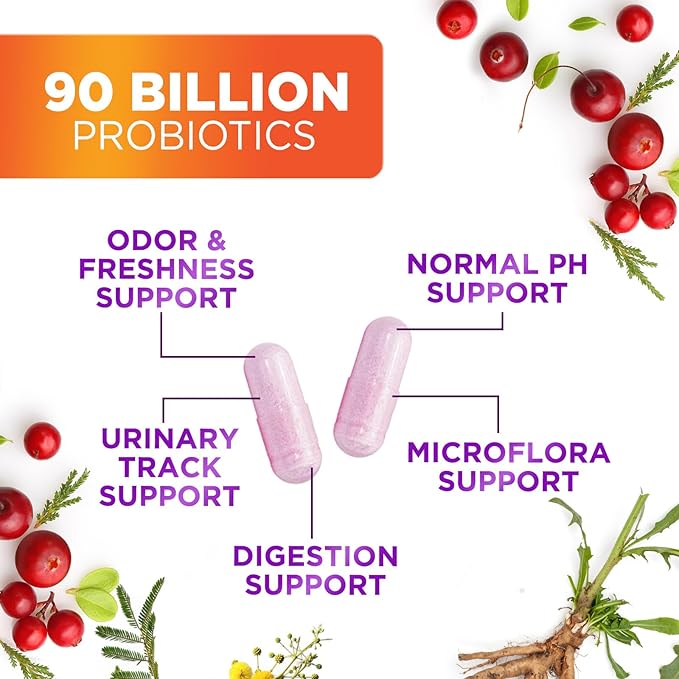 Daily Probiotics for Women - PH Balance, Digestive, UT, & Feminine Health Support, 90 Billion CFU Vaginal Probiotics with Prebiotics, 16 Strains with Cranberry, Pro Biotics for Women, 120 Capsules
