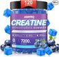 Creatine Monohydrate Gummies for Men & Women 120 CT - 7200mg of Creatine Monohydrate per Serving, Chewable Creatine Monohydrate for Muscle Support & Energy Boost, Sugar Free, Vegan (BlueberryFlavor)