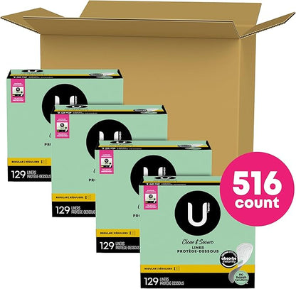 U by Kotex Clean & Secure 516 Count (4 Packs 129) (Packaging