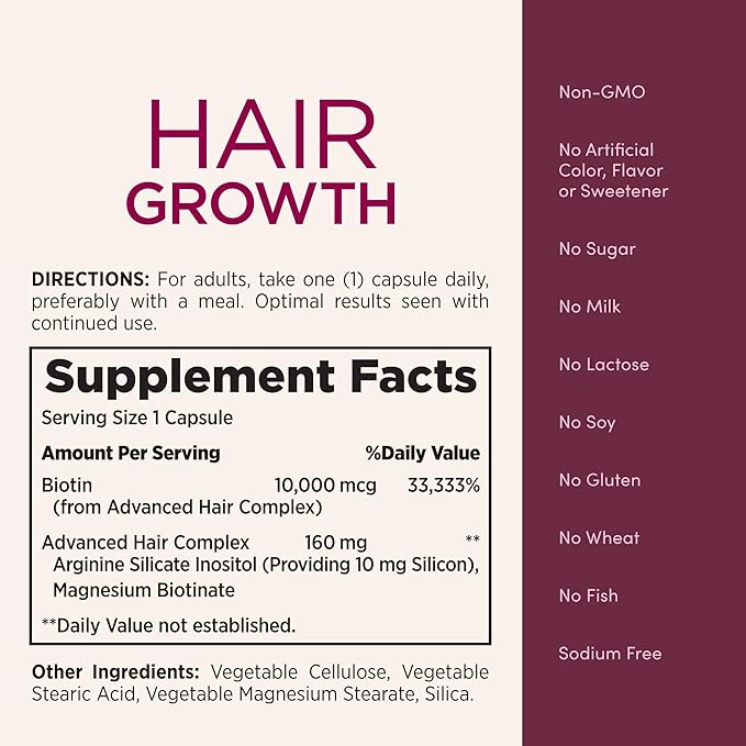 Nature's Bounty Hair Growth Supplement, 1 30 Capsules