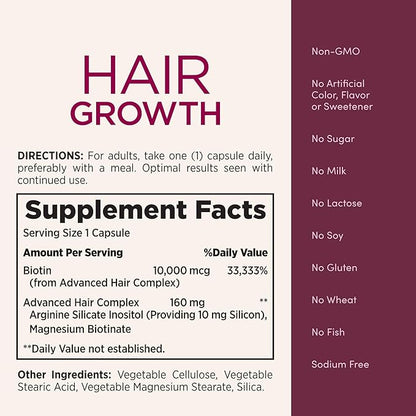 Nature's Bounty Hair Growth Supplement, 1 30 Capsules