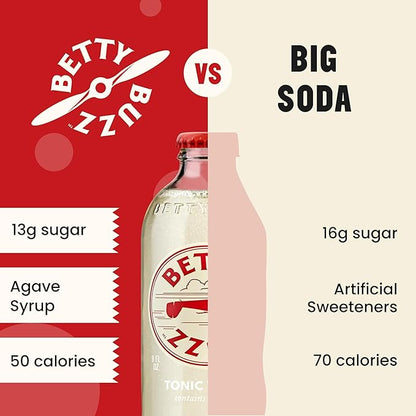 Betty Buzz Tonic Water, Premium Sparkling Soda by Blake Lively (12 pack) | Natural Flavors & Sweeteners, Only Clean Ingredients
