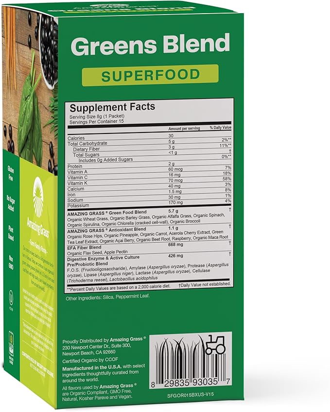 Amazing Grass Greens Superfood Powder: Greens 15 Servings