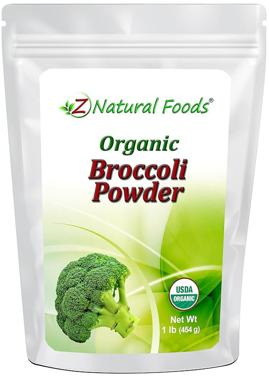Z Natural Foods Organic Broccoli Powder, Nutrient Dense, Superfood Powder Supplement For Smoothies, Shakes, Soup, Sauces, Coffee, Pasta, More - Raw, Vegan, Gluten Free, Non GMO, Kosher, 1 lb