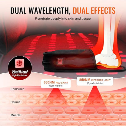 VEVOR Red Light Therapy for Foot, 660nm & 850nm Red 120 LEDs 10 Hz/40 Hz/40 Hz