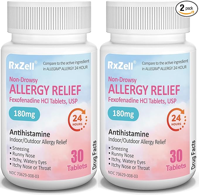 Allergy Relief | Fexofenadine HCl 180mg, 24-Hour Antihistamine, (30 Count 2))