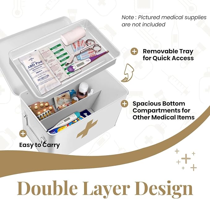 Flexzion First Aid Box Organizer Empty 13" White