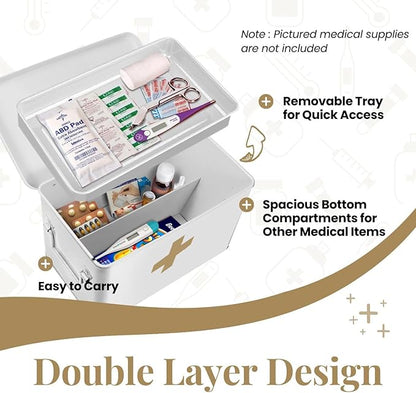 Flexzion First Aid Box Organizer Empty 13" White