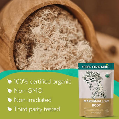 Marshmallow Root Tea Organic - Marshmellow Root Plant - Dried Althea Herb - Throat Coat Tea - Large Bag 10 Ounces