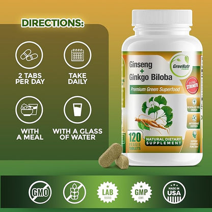 Panax Ginseng + Ginkgo Biloba Tablets (120 Tablets)