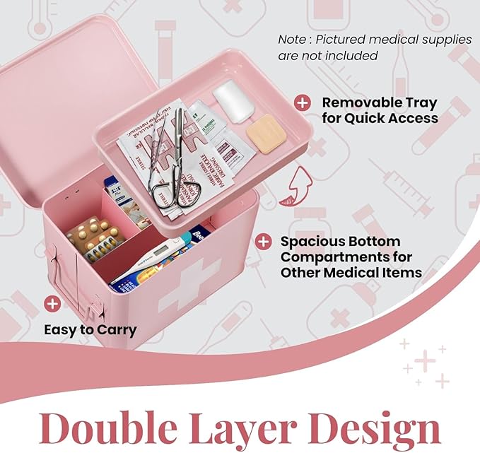 Flexzion First Aid Box Organizer, Empty 8.5 Inch