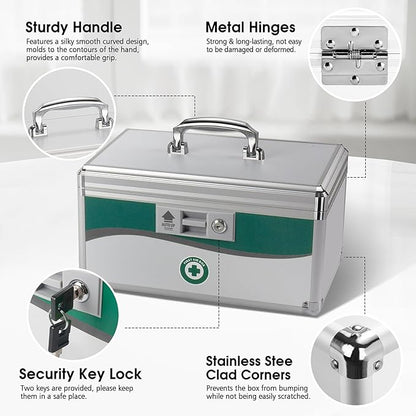 Med Box, Medicine Lock Box,Locking Medicine Boxes【Extra-Large16 x 9.25 x 7.5 Inch】,Lock