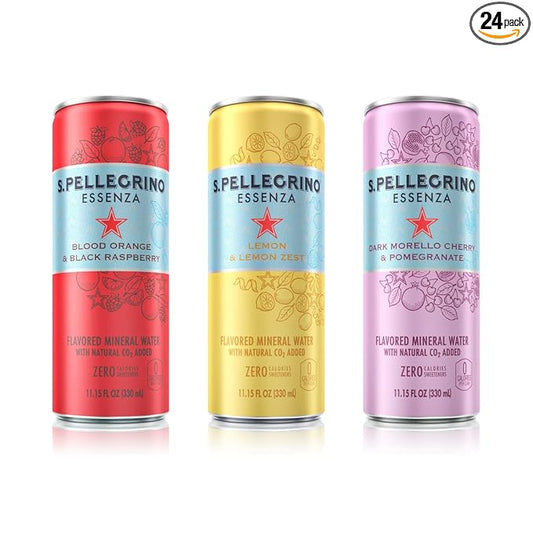 S.Pellegrino Essenza Variety pack - Blood Orange, Lemon, Dark Morello Cherry,11.15 Fl. Oz (Pack of 24)