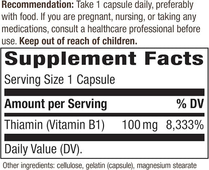 Nature's Way Vitamin B-1 100 mg 100 Capsules