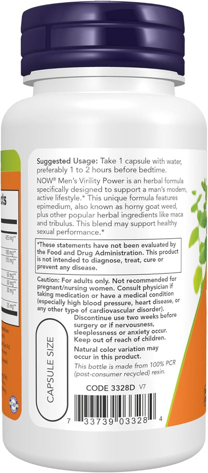 NOW Supplements, Men's Virility Power, Featuring 60 Veg