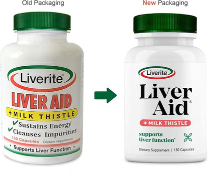 Liverite Liver Aid with Milk Thistle 2-Pack 150 150 Capsules 300), Liver