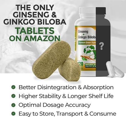 Panax Ginseng + Ginkgo Biloba Tablets (120 Tablets)