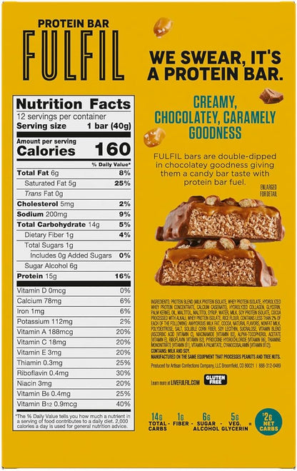FULFIL Protein Snack Bars, Best Sellers Variety Pack,15g Protein, Pantry Staples, 12 Count