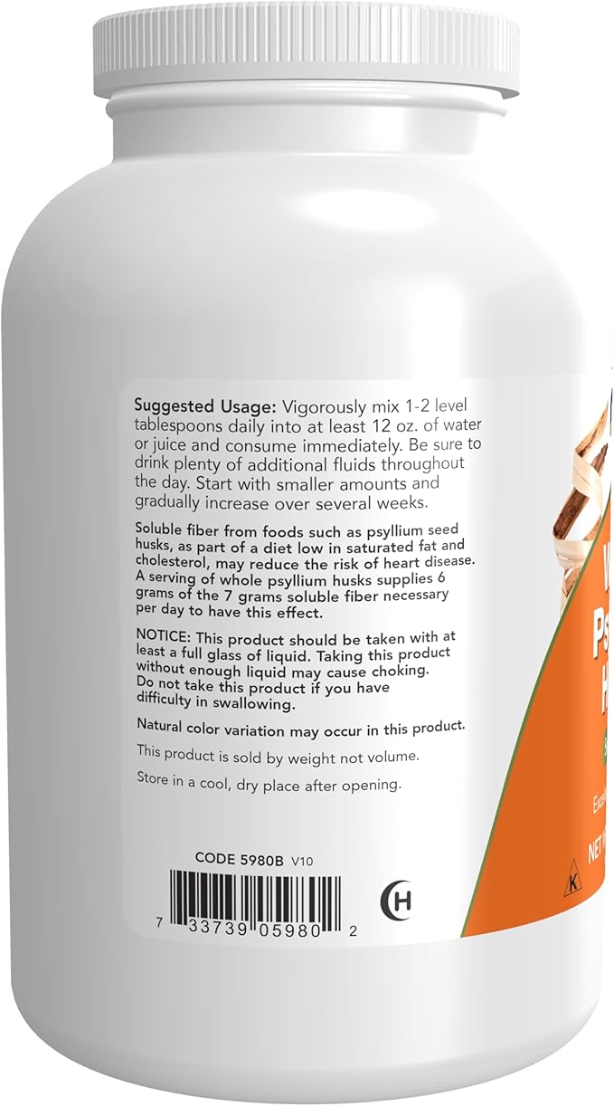 NOW Supplements, Whole Psyllium Husks, Granule, 12-Ounce