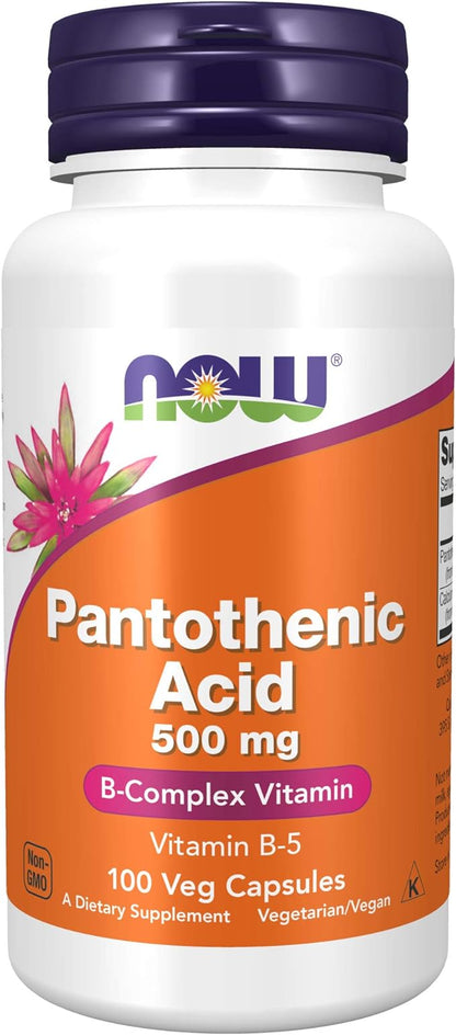 NOW Supplements, Pantothenic Acid (Vitamin B-5) 500 mg, 100 Capsules