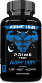Prime Labs – Prime Test Night Duty – Nighttime Testosterone Booster & Sleep Support – Testosterone Booster for Men – PM Rest & Muscle Recovery Supplements