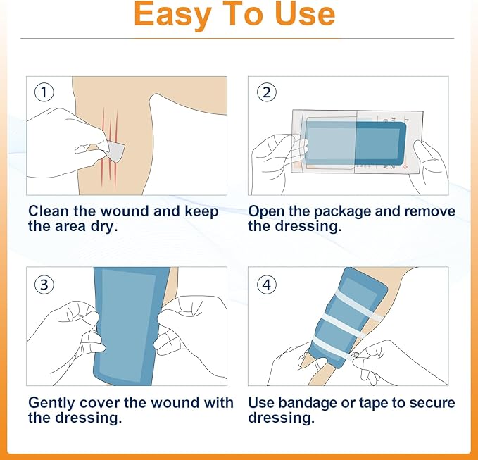 Carbou Super Absorbent Wound Dressing Pads 4"x 8", 8", 10 10 Individual