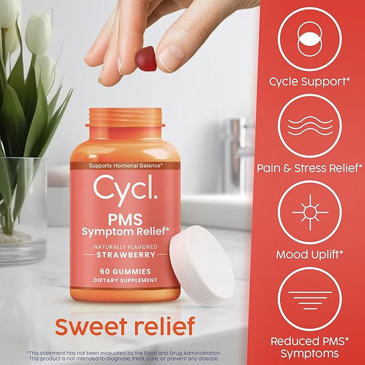 PMS Support Supplement for Women - 60 Gummies for Menstrual Cramp Relief - Period Cramp Pain Relief Supplement - PMS Gummies for Women - Women Hormone Balance Supplements - Menstrual Pain Relief