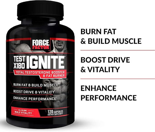 Force Factor Test X180 Ignite 120ct 2-Pack, 240 Count