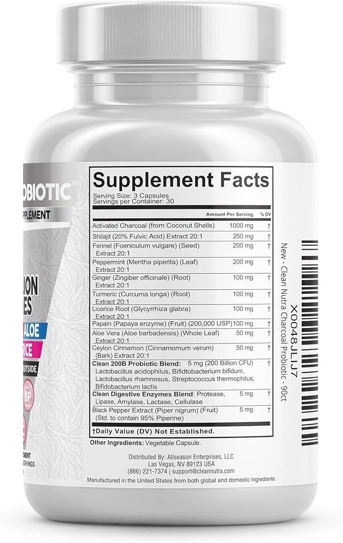 Clean Nutra Activated Charcoal Capsules Shilajit 5000mg Pills 200 Billion