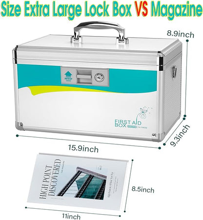 Medicine Lock Box,locking medicine box, Security Large-16inch】 15.9x9.3x8.9 15.9x9.3x8.9 Inch,lock