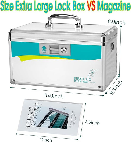 Medicine Lock Box,locking medicine box, Security Large-16inch】 15.9x9.3x8.9 15.9x9.3x8.9 Inch,lock