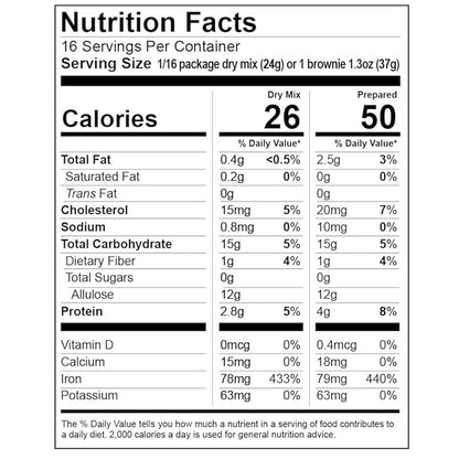 Keystone Pantry Keto Brownie Mix- Soy and Dairy-Free, Gluten Free, Diabetic, Atkins, Ketogenic, and WW friendly. Kosher-Parve 16 servings. Sweetened with Allulose