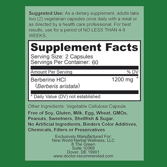 Berberine Plus 1200mg Per Serving - 120 Veggie Capsules Royal Jelly, Supports Healthy Immune System, Improves Cardiovascular Heart & Gastrointestinal Wellness (Pack of 2)