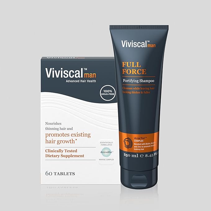 Viviscal Men's Hair Growth Supplements for Thicker, Fuller Hair Clinically Proven with Proprietary Collagen Complex, 60 Tablets - 1 Month Supply