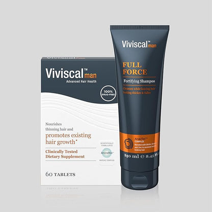 Viviscal Men's Hair Growth Supplements for Thicker, Fuller Hair Clinically Proven with Proprietary Collagen Complex, 60 Tablets - 1 Month Supply