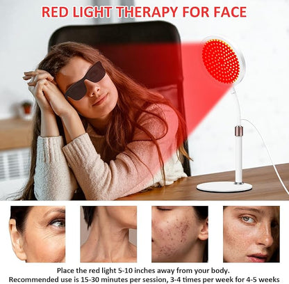 Red Light Therapy for Face, 660nm&850nm 3-in-1 Chip 10/30/45mins Timer, 100LEDs Red